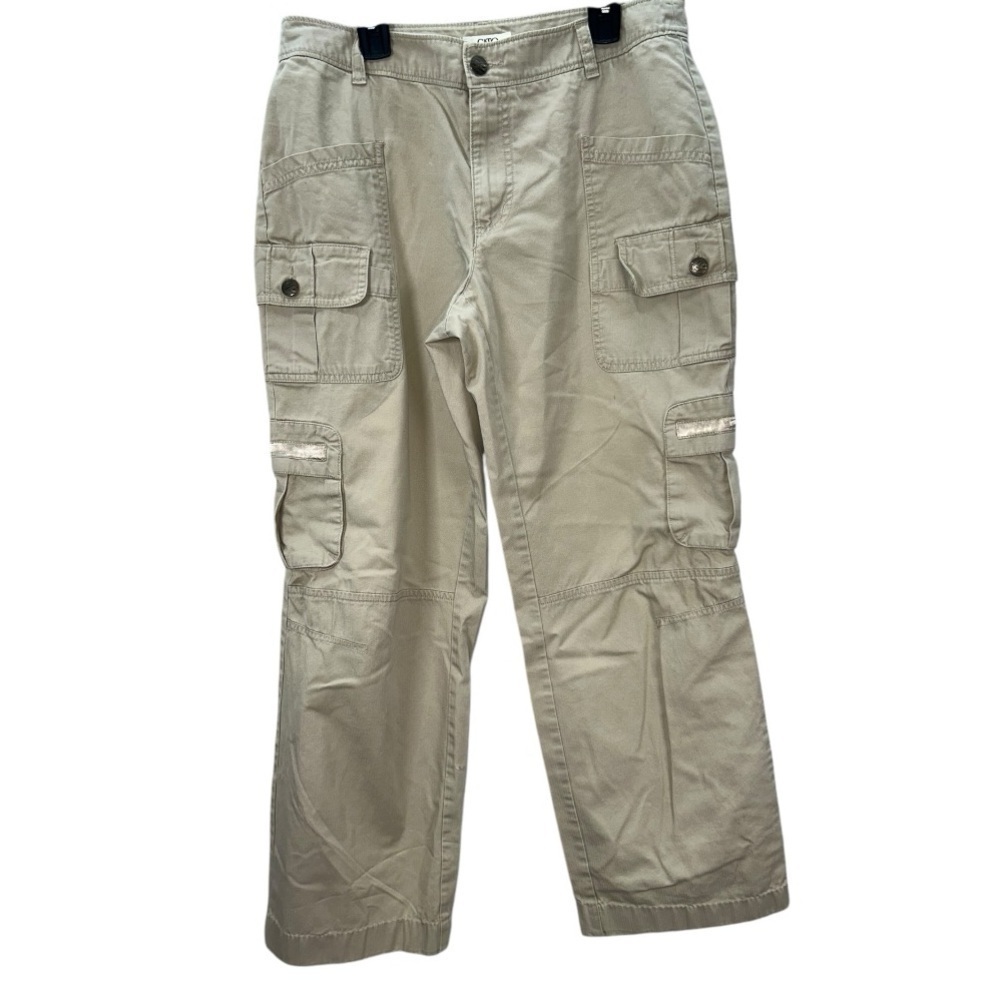Cato Women Pants 8 Beige Capri Rhinestone City Contemporary Stretch Cargo Modern